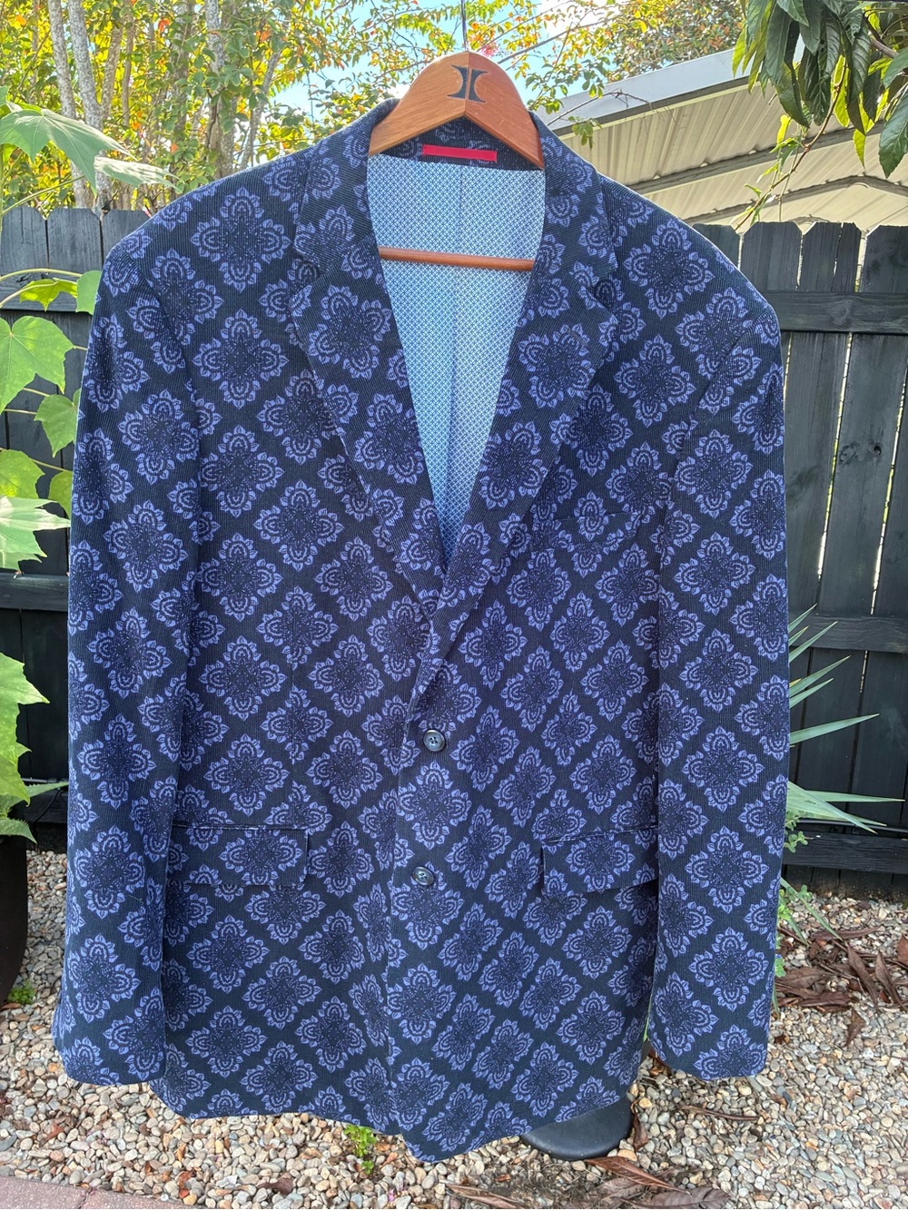 Allan Flusser Corduroy Lined Sport Coat Blazer Patterned Blue XL - Pristine!